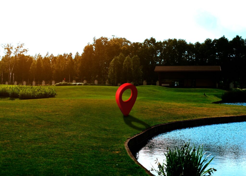 location symbol with landscape background 23 2149906280